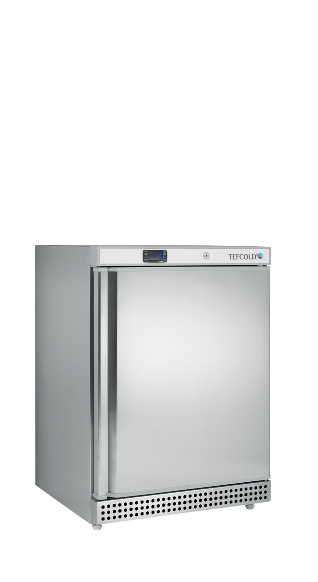 Gewerbegefrierschrank – 1 Tür – 120 L – 600×585×855 mm – SS 430 – 3 Tragroste, weiß - Produktansicht