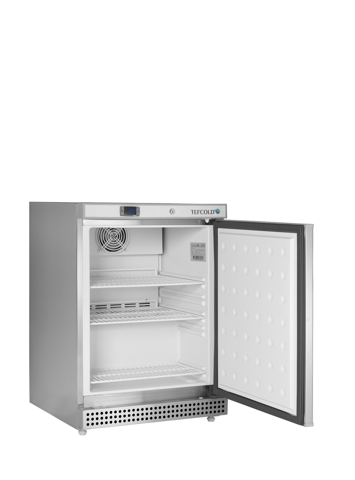 Gewerbegefrierschrank – 1 Tür – 120 L – 600×585×855 mm – SS 430 – 3 Tragroste, weiß - Innenansicht