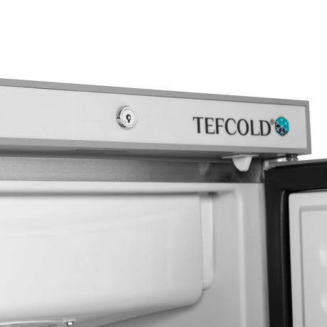 Gewerbegefrierschrank – 1 Tür – 120 L – 600×585×855 mm – SS 430 – 3 Tragroste, weiß - Detail