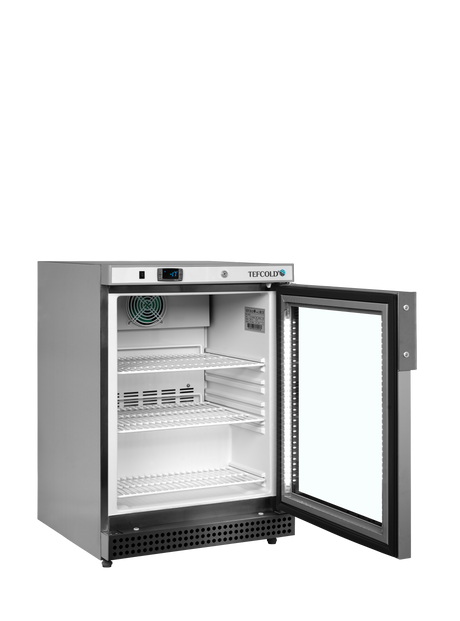 Verkaufsgefrierschrank – 1 Glastür – 120 L – 600×585×855 mm – SS 430 – -24 bis -10 °C – 3 Tragroste, weiß – 150 W - Innenansicht