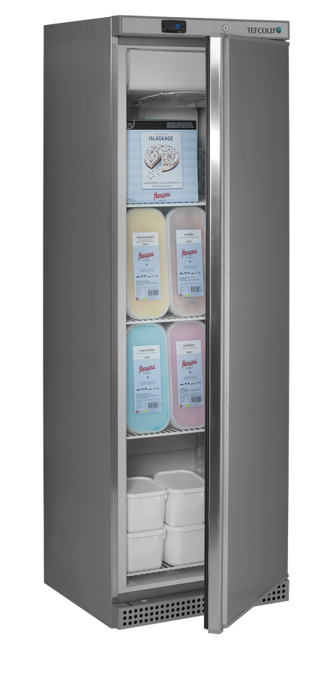 Gewerbegefrierschrank – 1 Tür – 340 L – 600×585×1855 mm – SS 430 – 4 Tragroste, weiß - Anwendungsbeispiel