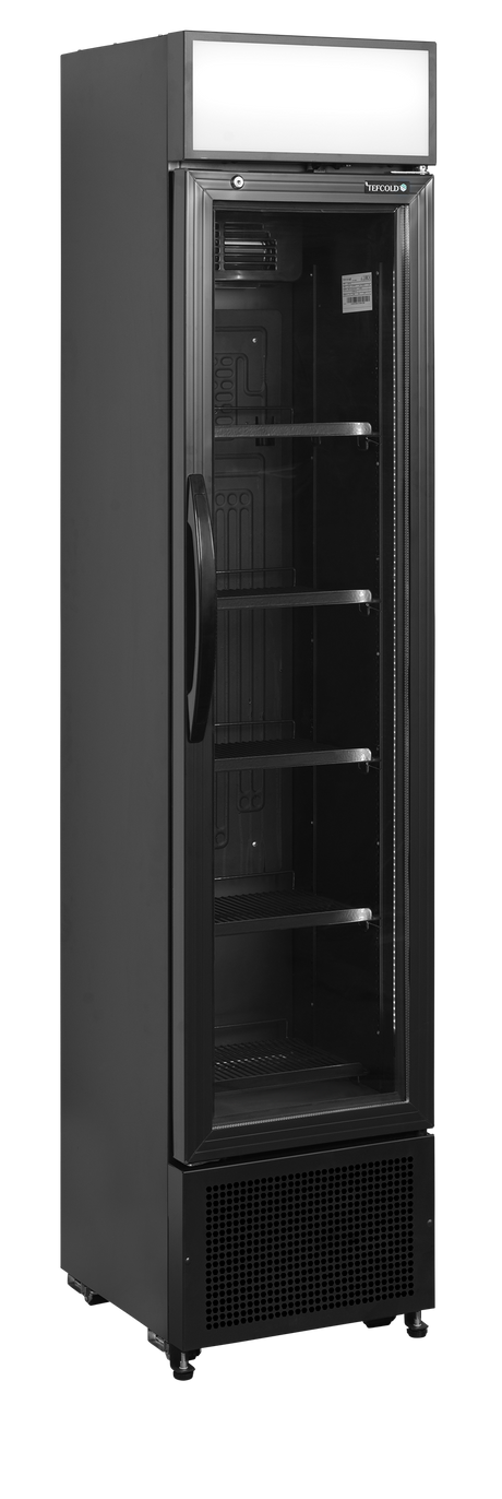 Getränkekühlschrank – 1 Glastür – 116 L – 435×460×2013 mm – Schwarz – +2 bis +12 °C - Produktansicht