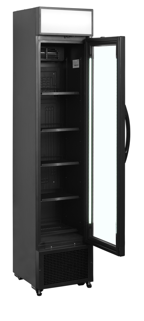 Getränkekühlschrank – 1 Glastür – 116 L – 435×460×2013 mm – Schwarz – +2 bis +12 °C - Innenansicht