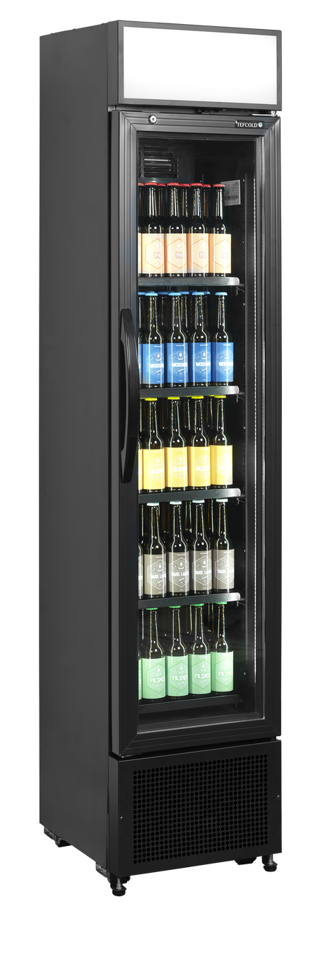 Getränkekühlschrank – 1 Glastür – 116 L – 435×460×2013 mm – Schwarz – +2 bis +12 °C - Anwendungsbeispiel