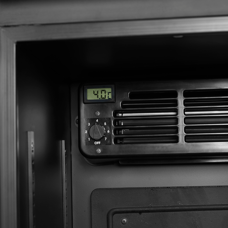 Getränkekühlschrank – 1 Glastür – 116 L – 435×460×2013 mm – Schwarz – +2 bis +12 °C - Detail