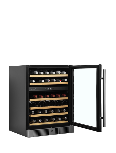 Weinkühlschrank – 1 Glastür – 46 Flaschen (750 ml) – 595×570×820 mm – Schwarz - Innenansicht