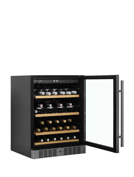 Weinkühlschrank – 1 Glastür – 48 Flaschen (750 ml) – 595×570×820 mm – Schwarz - Innenansicht