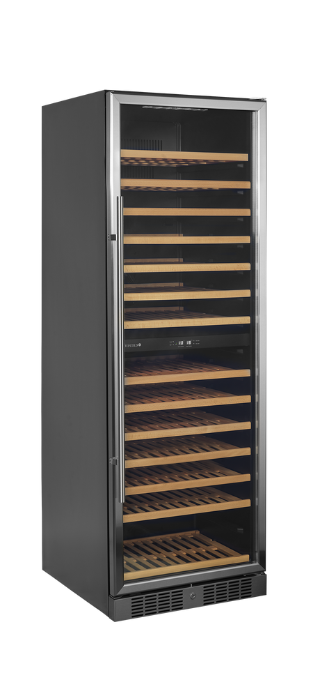 Weinkühlschrank – 1 Glastür – 163 Flaschen (750 ml) – 595×680×1760 mm – Schwarz - Produktansicht