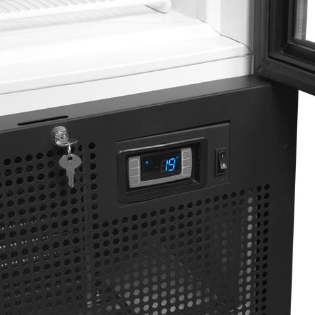 Verkaufskühlschrank – 2 Glastüren – 652 L – 1200×735×1990 mm – Weiß RAL 9016 – 10 Tragroste, weiß - Detail