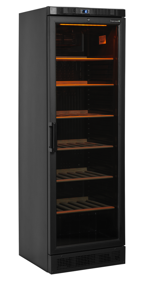 Weinkühlschrank – 1 Glastür – 118 Flaschen (750 ml) – 595×640×1840 mm – Schwarz - Produktansicht