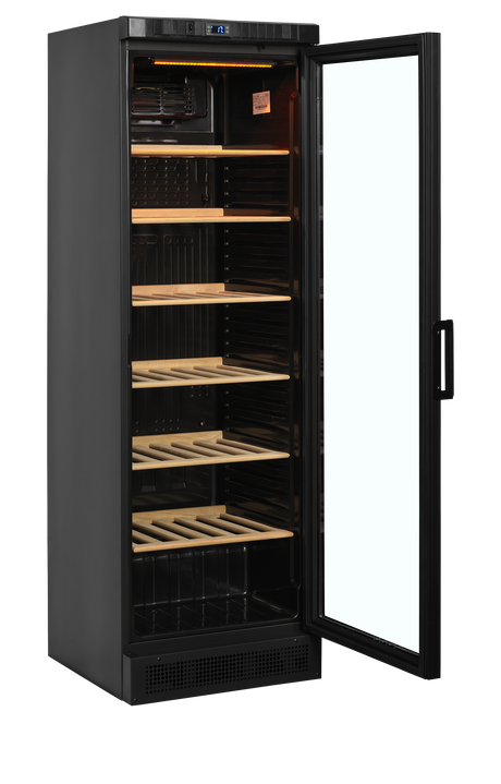 Weinkühlschrank – 1 Glastür – 118 Flaschen (750 ml) – 595×640×1840 mm – Schwarz - Innenansicht