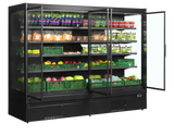 Wandkühlregal – 4 Glastüren – 1540 L – 2562×898×2035 mm – Schwarz / Glas - Innenansicht