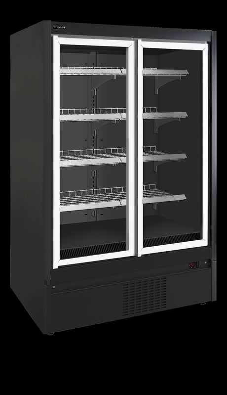 Wandgefrierregal – 2 Glastüren – 850 L – 1350×908×2035 mm – Schwarz / Glas - Produktansicht