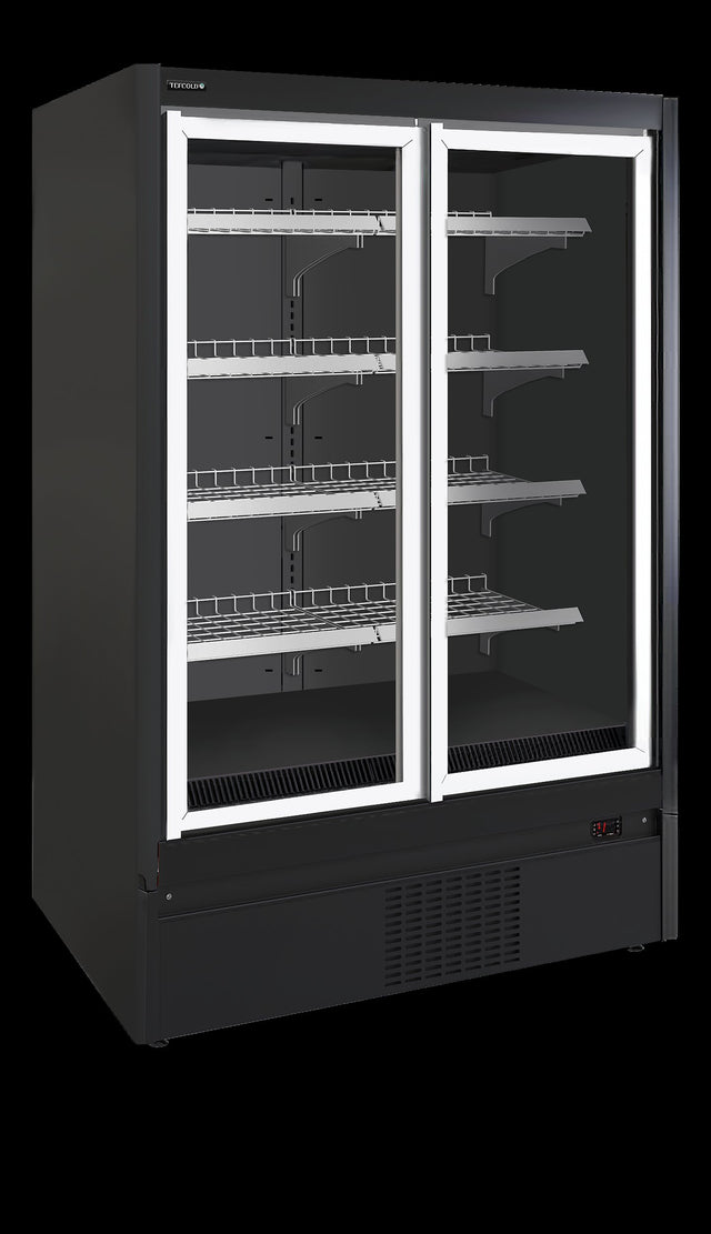 Wandgefrierregal – 2 Glastüren – 850 L – 1350×908×2035 mm – Schwarz / Glas - Produktansicht