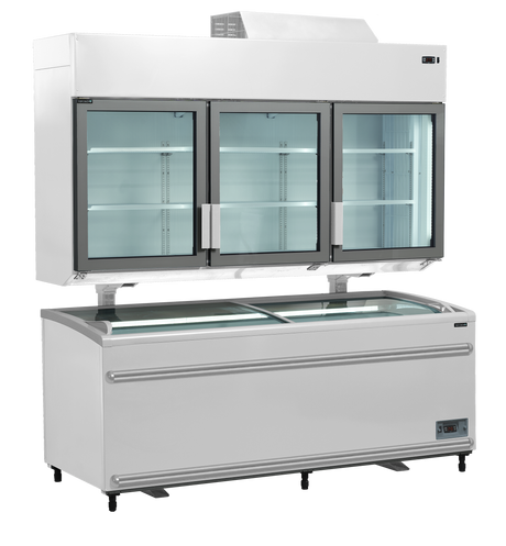 Kühl-/Tiefkühlwandregal – 3 Glastüren – 628 L – 2100×745×2430 mm – Weiß - Weitere Ansicht
