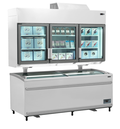 Kühl-/Tiefkühlwandregal – 3 Glastüren – 628 L – 2100×745×2430 mm – Weiß – Drehzahlgeregelter Kompressor - Weitere Ansicht