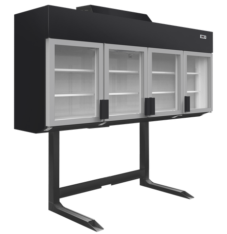 Kühl-/Tiefkühlwandregal – 4 Glastüren – 650 L – 2500×745×2430 mm – Schwarz – Drehzahlgeregelter Kompressor - Produktansicht