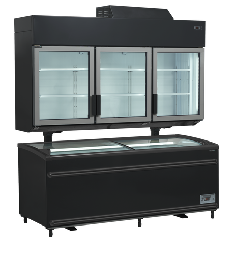 Kühl-/Tiefkühlwandregal – 3 Glastüren – 545 L – 1850×745×2430 mm – Schwarz - Weitere Ansicht