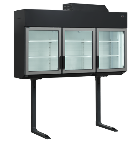 Kühl-/Tiefkühlwandregal – 3 Glastüren – 628 L – 2100×745×2430 mm – Schwarz - Produktansicht