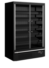 Wandkühlregal – 2 Glastüren – 629 L – 1330×750×2005 mm – Schwarz RAL9005 - Produktansicht
