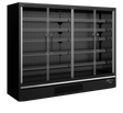 Wandkühlregal – 4 Glastüren – 1258 L – 2580×750×2005 mm – Schwarz RAL9005 - Produktansicht