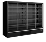 Wandkühlregal – 4 Glastüren – 1258 L – 2580×750×2005 mm – Schwarz RAL9005 - Produktansicht