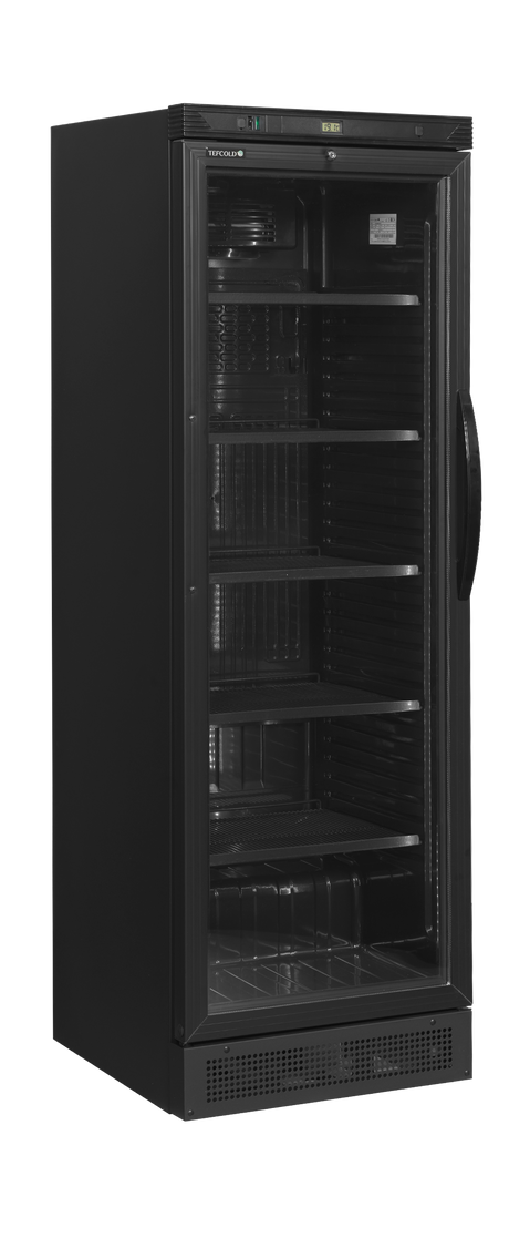 Getränkekühlschrank – 1 Glastür, Linksanschlag – 219 L – 595×600×1840 mm – Schwarz – +2 bis +12 °C - Produktansicht