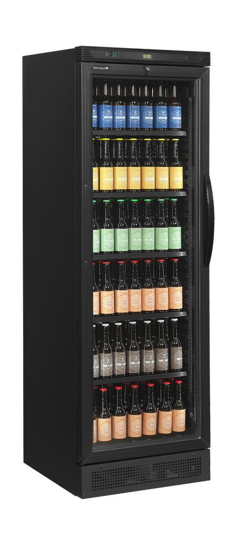 Getränkekühlschrank – 1 Glastür, Linksanschlag – 219 L – 595×600×1840 mm – Schwarz – +2 bis +12 °C - Anwendungsbeispiel