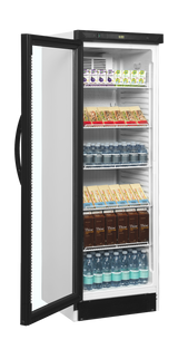 Getränkekühlschrank – 1 Glastür, Linksanschlag – 219 L – 595×600×1840 mm – Weiß – +2 bis +12 °C - Innenansicht
