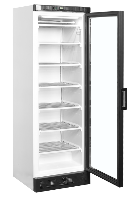Verkaufsgefrierschrank – 1 Glastür – 270 L – 595×640×1840 mm – Weiß – -23 bis -18 °C – 6 Feste Gefrierablagen – 350 W - Innenansicht