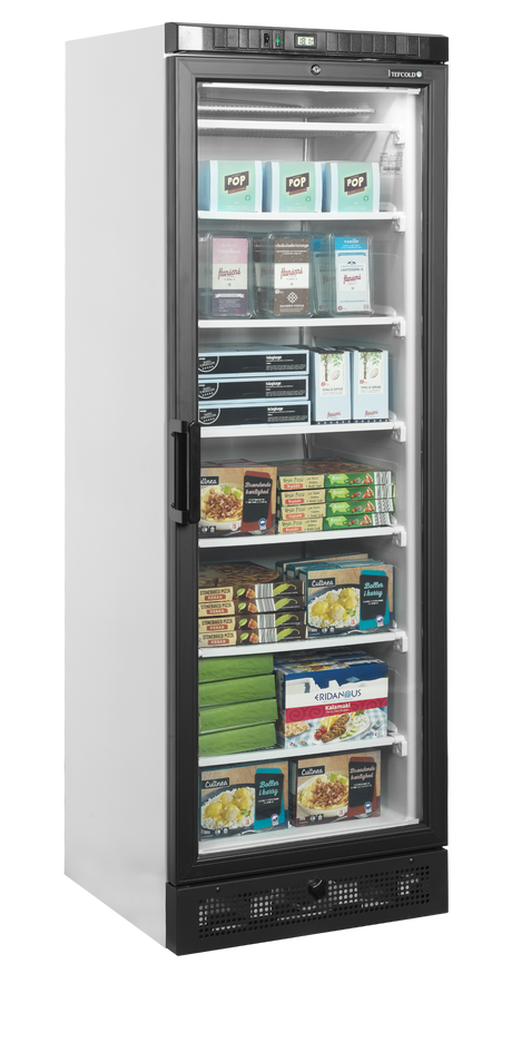 Verkaufsgefrierschrank – 1 Glastür – 270 L – 595×640×1840 mm – Weiß – -23 bis -18 °C – 6 Feste Gefrierablagen – 350 W - Anwendungsbeispiel