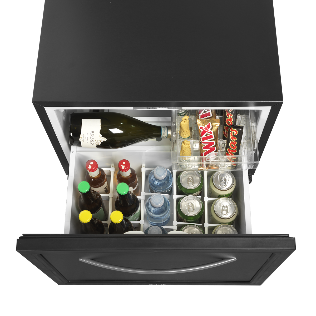 Minibar-Schubladenkühlschrank – 45 L – 550×508×420 mm – Schwarz - Anwendungsbeispiel