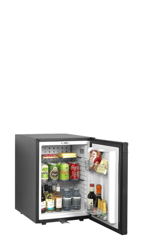 Minibar-Kühlschrank – 1 Tür – 34 L – 402×500×565 mm – Schwarz - Anwendungsbeispiel