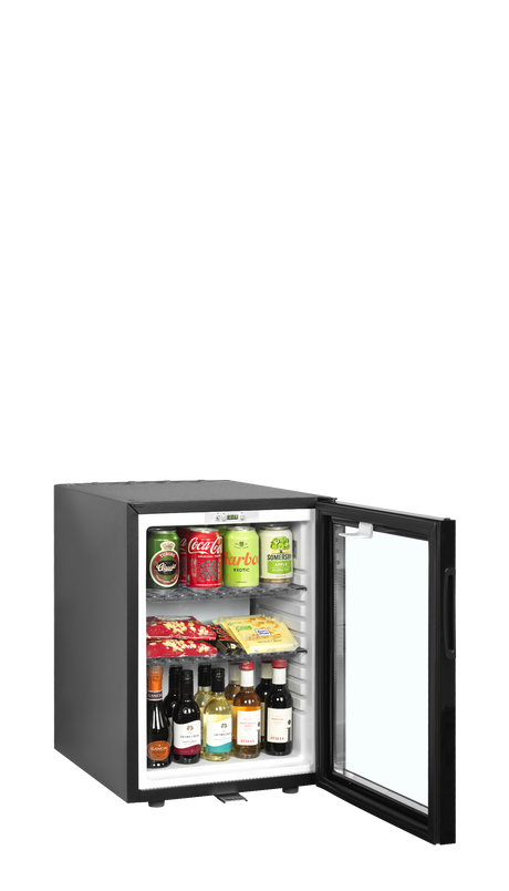 Minibar-Kühlschrank – 1 Glastür – 34 L – 402×485×565 mm – Schwarz - Weitere Ansicht