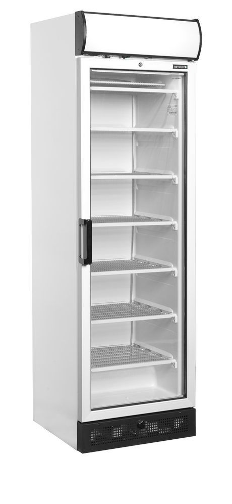 Verkaufsgefrierschrank – 1 Glastür – 270 L – 595×640×1980 mm – Weiß – Innenhöhe 1555 mm – -24 bis -14 °C – 6 Feste Gefrierablagen – 570 W - Produktansicht