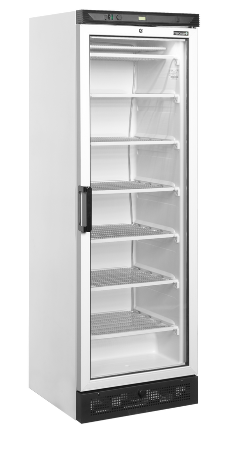 Verkaufsgefrierschrank – 1 Glastür – 270 L – 595×640×1840 mm – Weiß – -23 bis -18 °C – 6 Feste Gefrierablagen – 570 W - Produktansicht