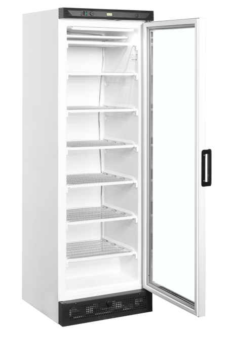 Verkaufsgefrierschrank – 1 Glastür – 270 L – 595×640×1840 mm – Weiß – -23 bis -18 °C – 6 Feste Gefrierablagen – 570 W - Innenansicht
