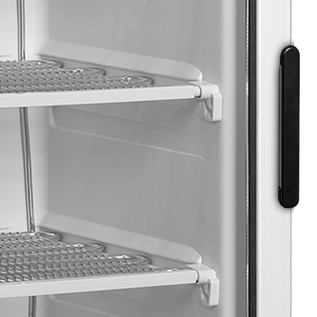 Verkaufsgefrierschrank – 1 Glastür – 270 L – 595×640×1840 mm – Weiß – Türanschlag links – -23 bis -18 °C – 6 Feste Gefrierablagen – 570 W - Detail