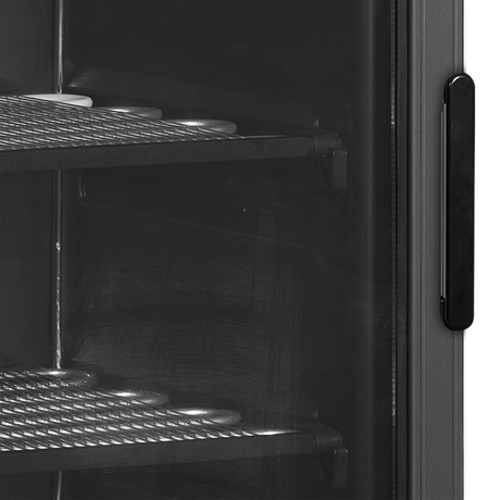 Verkaufsgefrierschrank – 1 Glastür – 270 L – 595×640×1840 mm – Schwarz – Türanschlag links – -23 bis -18 °C – 6 Feste Gefrierablagen – 350 W - Detail