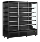 Wandkühlregal – 3 Glastüren – 1147 L – 1935×740×2050 mm – Schwarz RAL9005 - Produktansicht