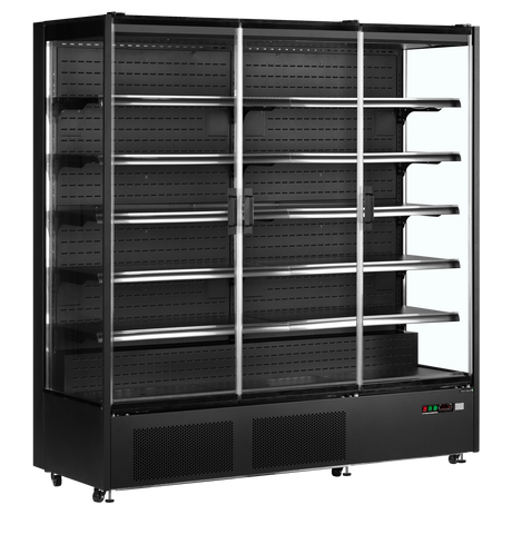 Wandkühlregal – 3 Glastüren – 1147 L – 1935×740×2050 mm – Schwarz RAL9005 - Produktansicht