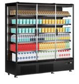 Wandkühlregal – 3 Glastüren – 1147 L – 1935×740×2050 mm – Schwarz RAL9005 - Anwendungsbeispiel