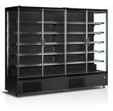 Wandkühlregal – 4 Glastüren – 1529 L – 2560×740×2050 mm – Schwarz RAL9005 - Produktansicht
