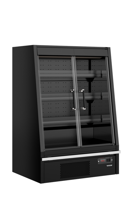 Wandkühlregal – 2 Glastüren – 270 L – 1020×740×1500 mm – Schwarz RAL9005 - Produktansicht