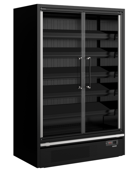 Wandkühlregal – 2 Glastüren – 805 L – 1330×880×2005 mm – Schwarz RAL9005 - Produktansicht