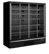 Wandkühlregal – 4 Glastüren – 1208 L – 1955×880×2005 mm – Schwarz RAL9005 - Produktansicht