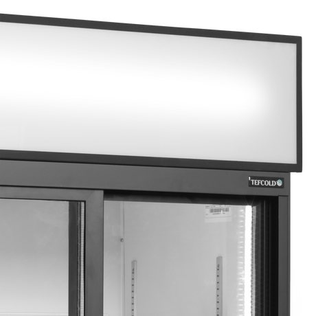Verkaufskühlschrank – 2 Glasschiebetüren – 462 L – 890×740×1990 mm – Weiß RAL 9016 – D-Form – 5 Tragroste, weiß - Detail