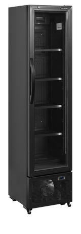 Getränkekühlschrank – 1 Glastür – 114 L – 435×500×1833 mm – Schwarz – +2 bis +10 °C - Produktansicht