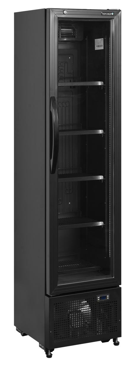 Getränkekühlschrank – 1 Glastür – 114 L – 435×500×1833 mm – Schwarz – +2 bis +10 °C - Produktansicht