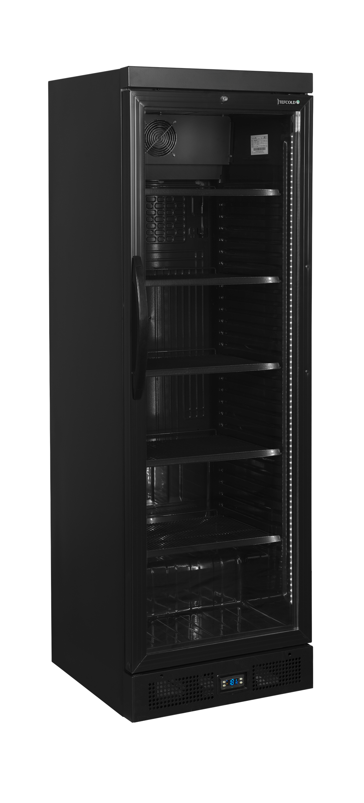 Getränkekühlschrank – 1 Glastür – 219 L – 595×640×1840 mm – Schwarz – +2 bis +10 °C - Produktansicht